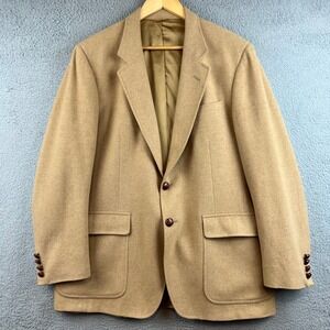 Gokeys Mens Vintage 100% Mongolian Camel Hair Blazer Sport Coat Tan 43 Reg